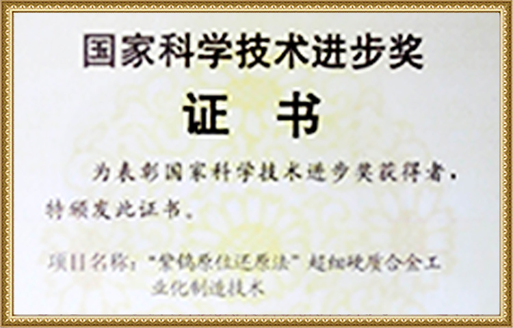 National Science and Technology Progress Award Certificate